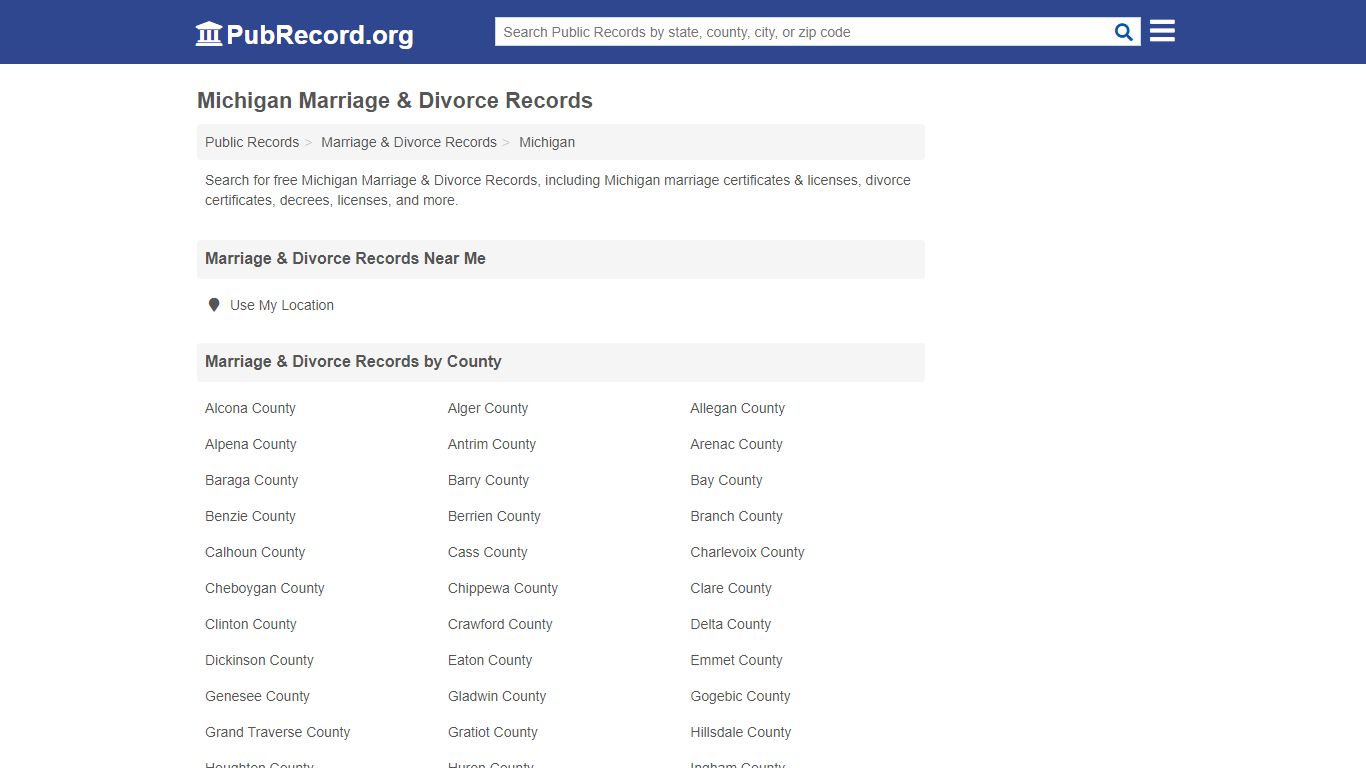 Free Michigan Marriage & Divorce Records - PubRecord.org